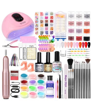 Acrylic Nail Kit Acrylic Powder Set Electric Nail Drill Nail Lamp Acrylic Nail 3D Art Manicure Supplies for beginners with everything (MT20-29) 6 Color Set-B