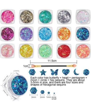 Glow in The Dark Face Body Glitter Gel Set - Holographic Iridescent Chunky Glitter for Women - UV Black Light Makeup for Carnival Party - Buy Online on GoSupps.com