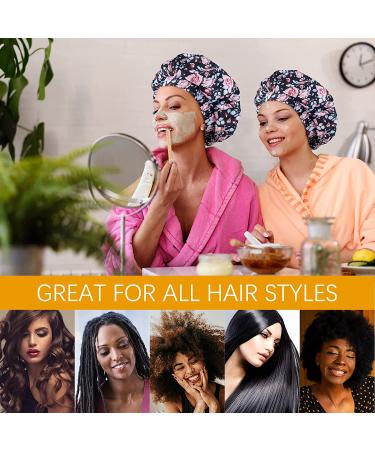 Luxury Waterproof Reusable Shower Cap for Women | Double Layers Microfiber Terry Lined | Dry Hair Function | Adjustable Large Size | Ideal for Long Hair | Pack of 1 - Buy Online on GoSupps.com