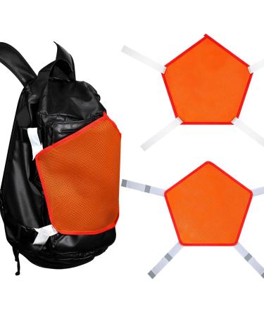 2 Pieces Blaze Orange Safety Panel Large Pentagonal Orange Panel Hunting Mesh Blaze Orange Pack Attachment with Reflective Strip on Tent Backpack for Field Trip Hiking Camping Biking Outdoor Traveling