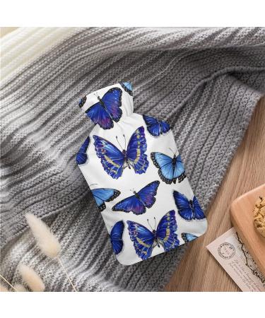 Blue Butterfly Hot Water Bottle - Plush Cover Hand Warmer for Adults & Kids | 26.5x15.3cm Shipping Worldwide - Buy Online on GoSupps.com