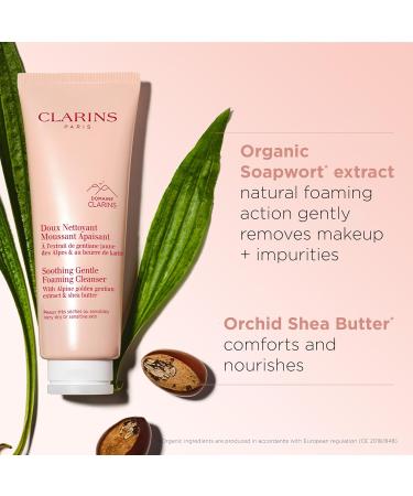 Clarins Soothing Gentle Foaming Face Cleanser - Soap-Free SLS-Free Nourishing Shea Butter | Ideal for Very Dry & Sensitive Skin | 4.2 oz - International Shipping Available - Buy Online on GoSupps.com