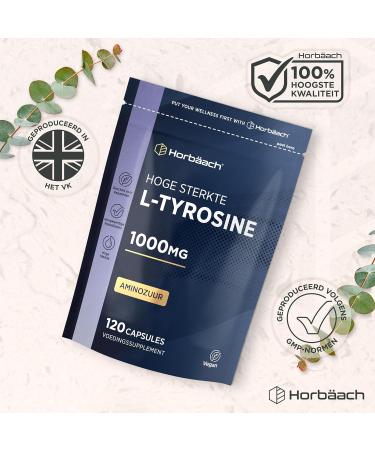L Tyrosine 1000mg High Strength 120 Vegan Capsules Tyrosine Supplement Amino acid from Horbaach - Buy Online on GoSupps.com