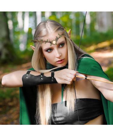 MOSTORY Elf Ears with Woodland Moon Forest Headpiece Cosplay Costumes Fairy Leaf Crown Headband and 2 Pairs Soft Elven Ears with Crystal for Women Womens Halloween Party Birthday Bridal - Buy Online on GoSupps.com