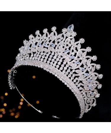 FASNAHOK CZ Silver Tiaras and Crowns for Women - Crystal Zirconia Queen Crown for Prom, Wedding, Bridal, Birthday - Princess Party Headpiece - Buy Online on GoSupps.com