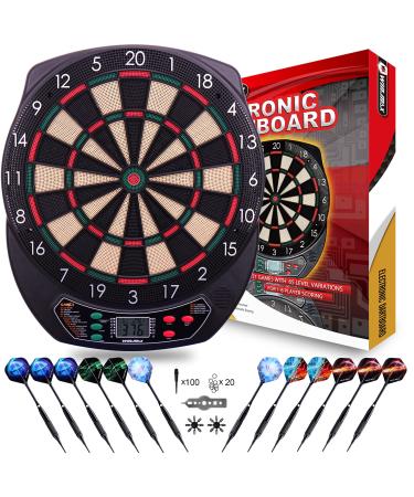 WIN.MAX Electronic Dart Board Soft Tip Dartboard Set LCD Display with 12 Darts 100 Tips Power Adapter classic darts