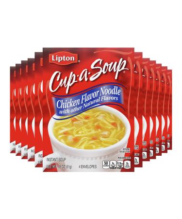 Lipton Cup-a-Soup Instant Soup For a Warm Cup of Soup Chicken Noodle Soup Made With Real Chicken Broth Flavor 1.8 oz 4 ct, Pack of 12 1.8 Ounce (Pack of 12) Chicken Noodle