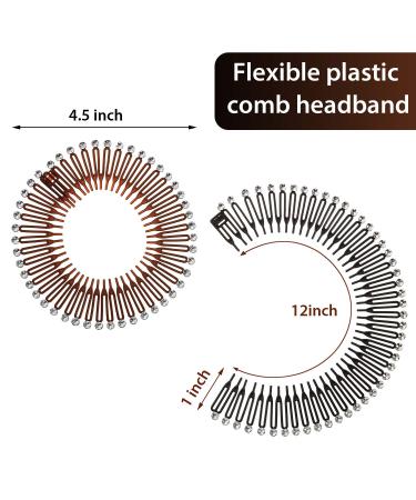 20-Piece Full Circular Stretch Comb Headbands - Flexible Plastic Hair Wrap for Women and Girls - Buy Online on GoSupps.com