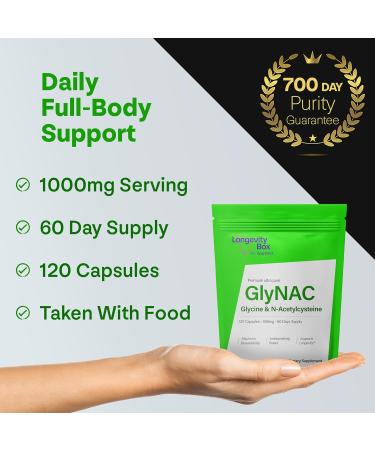 Ultra Pure GlyNAC Supplement 1000mg (500mg Glycine + 500mg N-Acetyl Cysteine) - Glutathione Precursor for Healthy Aging Energy & Cellular Protection - 120 Vegan Capsules 120 Count (Pack of 1) - Buy Online on GoSupps.com