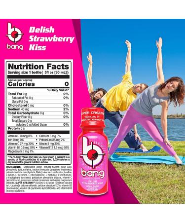 Bang Energy Shots Delish Strawberry Kiss 3 Fl Oz (Pack of 12) | Carbonated Energy Shot with Super Creatine - Buy Online on GoSupps.com