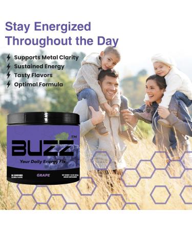 Morning Buzz Energy Powder Grape Drink - Energy Boost Drink Mix - Sugar-Free Energy with Antioxidants - Morning Kickstart and Sports Nutrition Endurance Product - Buy Online on GoSupps.com