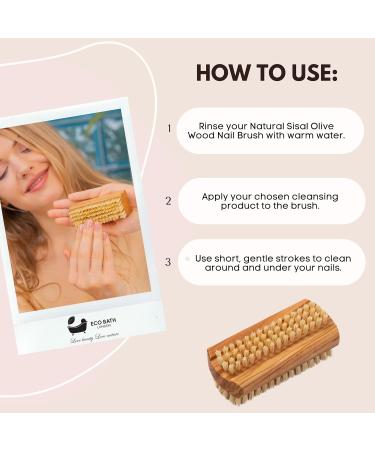 Eco Bath London Nail Brush - Natural Sisal & Olive Wood Plastic-Free | Sustainable Beauty Tool - Buy Online on GoSupps.com