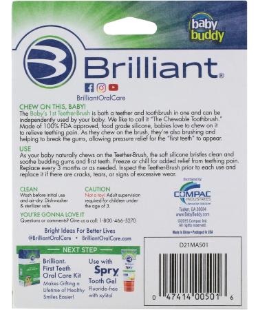 Baby Buddy Green Silicone First Toothbrush - Soft Bristles for Gentle Cleaning - Buy Online on GoSupps.com