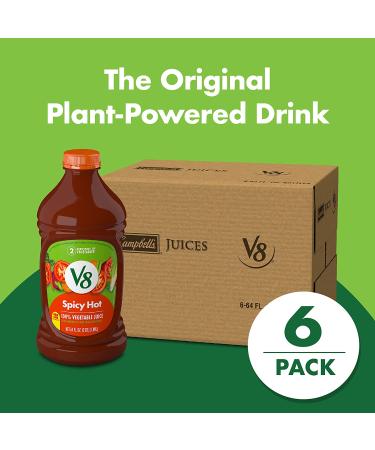 V8 Spicy Hot 100% Vegetable Juice 64 FL OZ Bottle (Pack of 6) - Premium Vegetable Blend with Tomato Juice - Buy Online on GoSupps.com