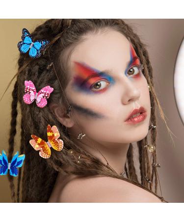 Iridescent Butterfly Dreadlocks Beads - 20 Pieces Hair Cuffs Clips Rings for Women and Girls | Colorful Braiding Hair Jewelry - Buy Online on GoSupps.com