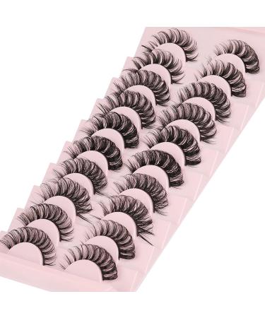 Yawamica D Curly Strip Lashes - 10 Pairs Russian Volume Mixed Natural Wispy Mink False Eyelashes - Buy Online on GoSupps.com