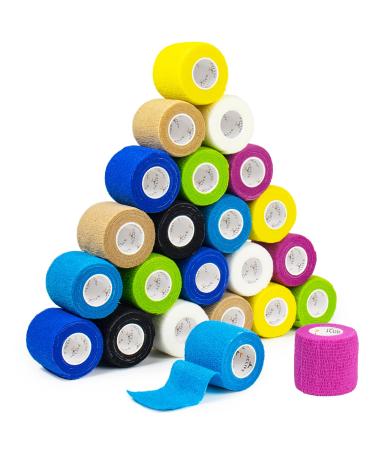 JClife 24 rolls 5cm x 450cm self -adhesive bandage color elastic self -adhering cohesive bandage adhesive bandage fixing bandage self -adhesive for wrists and ankle multicoles 5cm (24r) - Buy Online on GoSupps.com