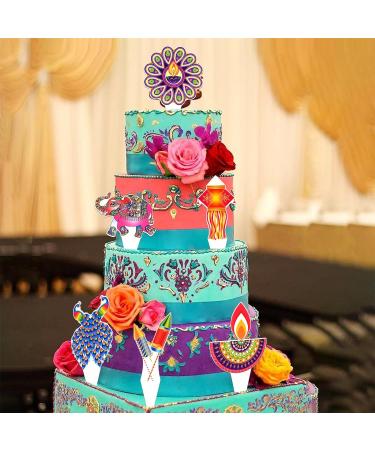 Happy Diwali Cupcake Decoration Kit Includes Rangoli Pattern Cake Stand Cake Boards Cupcake Toppers for Festival of Lights Party Decoration Supplies - Buy Online on GoSupps.com