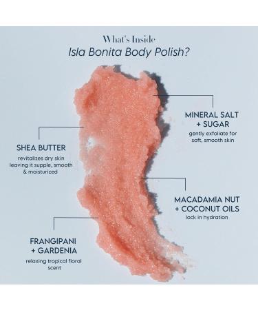 LA SALT CO Isla Bonita Exfoliating Body Polish Scrub 9 oz | Hydrating and Moisturizing for Rough Dry Skin | Light Tropical Floral Scent | 100% Vegan and Certified Cruelty Free - Buy Online on GoSupps.com