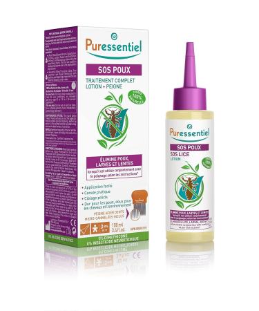 Puressentiel SOS Lice Complete Treatment Lotion + Comb - Eliminate lice larvae and nits when used with combing - Precise targeting - Tested under dermatological control - 100% from natural sources - 100ml - Buy Online on GoSupps.com