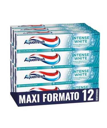 Aquafresh Aquafresh Intense White Toothpaste with whitening effect for healthy gums strong teeth and fresh breath pack of 12 x 75 ml