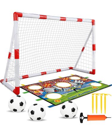 TOY Life Kids Soccer Goal Net Set - 47'' x 32'' Football Target Net with 3 Balls and Pump - Ideal for Backyard Play - Buy Online on GoSupps.com