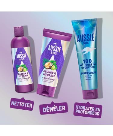 Aussie SOS Blonde Hydrate Apr s-Shampooing 350ml Pour Cheveux D color s M ches et Gris D m le et Adoucit tout en Hydratant les Cheveux Blonds et Argent s Susceptibles la S cheresse - Buy Online on GoSupps.com