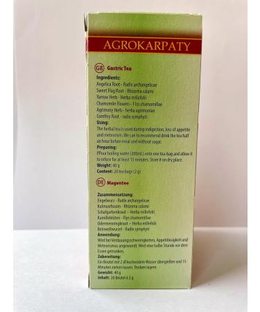 Stomach and Gastric Problems Pure Natural Herbal Tea Grown in Europe (20 Tea Bags 40g) - Buy Online on GoSupps.com