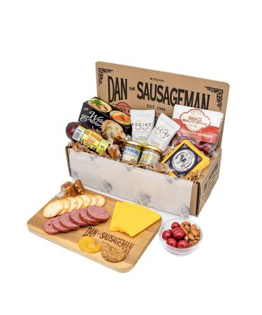 Dan the Sausageman's Denali Gourmet Gift Basket -Featuring Savory Summer Sausage, Wisconsin Cheese and Dan's Quality Chocolate Covered Cherries. Charcuterie Foods for Hosting, Back to School, Birthdays, Sympathy, Get Well