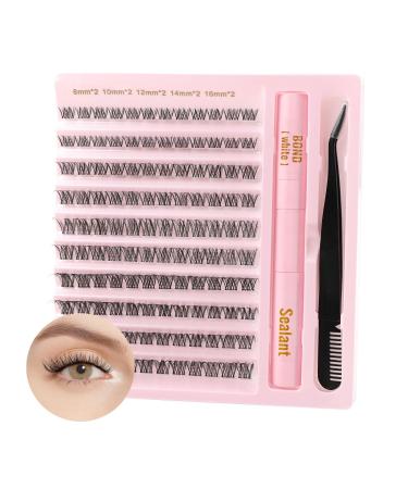 Poiuyoiu single eyelashes with a transparent band Cluster lashes set with eyelash glue and sealing tweezers d Curl natural false eyelashes Wispy 8-16mm eyelash extension for home improvement at home W61-t - Buy Online on GoSupps.com