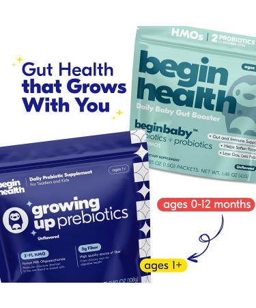 Begin Health Growing Up Prebiotics for Kids 28-Packs | Prebiotic Soluble Powder Stool Softeners and Digestive Gut Health Supplement | Ideal to Mix with Kids Daily Beverages and Soft Foods - Unflavored Growing Up | Toddler P  - Buy Online on GoSupps.com