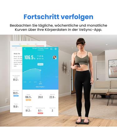 Etekcity Ultra-Slim Smart Body Fat Scale - 12 Body Metrics iOS & Android Compatible 180 kg/400 lb Capacity - Accurate BMI Muscle Mass & More - Buy Online on GoSupps.com