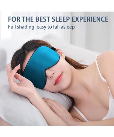 Townssilk 100% Silk Sleep Mask 2-Piece Set - Adjustable Strap, Super Soft Eye Mask (Black/Peacock Blue) - Buy Online on GoSupps.com