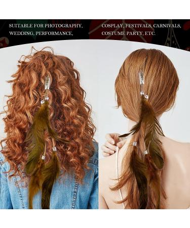 Icyang Halloween Women Feather Hair Clips - Handmade Boho Hippie Hair Extensions (6 Pieces) - DIY Hair Accessories for Christmas Decoration - Buy Online on GoSupps.com