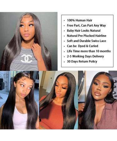 Weydlor 18 Straight Lace Closure Wig | 100% Human Hair | Pre-plucked with Baby Hair | 150% Density | Natural Color | for Black Women - Buy Online on GoSupps.com