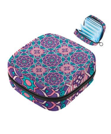 Portable women's binding-up bags menstrual cup pocket female menstrual pads bags for teenage girls tampons for the first period aesthetic mandala violet multi-colored 09