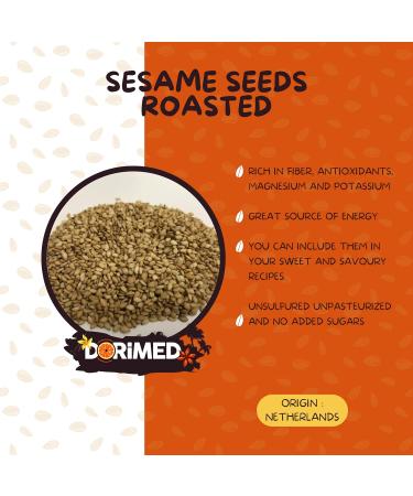  DORIMED Toasted sesame seeds 2kg | Toasted sesame | 100% natural | Rich in vitamins and minerals | GMO-free | High in fiber | - Buy Online on GoSupps.com