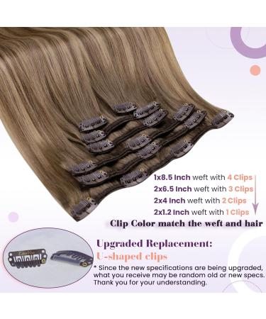 Shop Laavoo Brown Balayage Clip-In Hair Extensions - Real Hair Ombre Light Brown to Dark Blonde 35cm 7pcs 105g - Buy Online on GoSupps.com