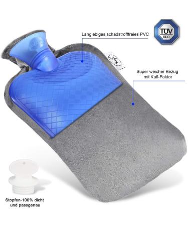 Buy Kufl XXL 3L Hot Water Bottle - Relieve Menstrual Back Cold & Stomach Pain - Gray Heat Bottle for Adults - Buy Online on GoSupps.com