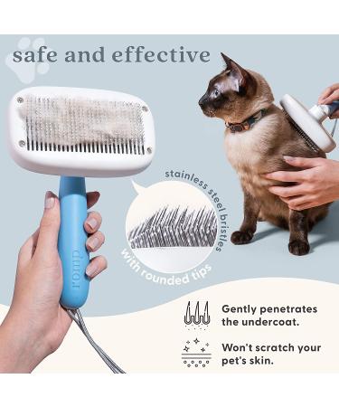 Pet Slicker Brush - Self-Cleaning Grooming Tool for Dogs & Cats - Dematting & Detangling Brush for Long & Short Hair - Cotton Blue - Buy Online on GoSupps.com
