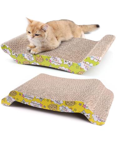 PrimePets 2 Pack Cat Scratcher Cardboard, Reversible Corrugated Cat Scratching Pad Replacement Scratcher Pad Lounge Sofa Bed, Catnip Included - Buy Online on GoSupps.com