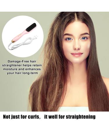 VOCOSTE Hair Straightener Brush - Fast Heating Anti-Scald Ceramic Comb with 4 Temp Settings for Home & Travel - Stylish Pink Hair Tool - Buy Online on GoSupps.com