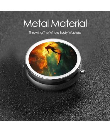 Wave Surfing Portable Metal Pill Box - Mini 3-Compartment Design for Small Pills | Travel Essential - Buy Online on GoSupps.com