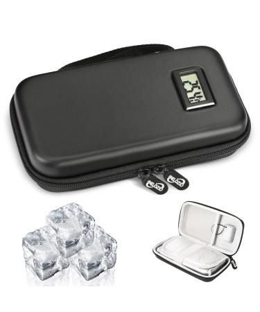 Gelozid Insulin Cooler Travel Case with Temperature Display Screen Hard Shell Diabetes Cooler Bag with Double Insulation and PU Material Portable Medicine Travel Case for Diabetic Supplies