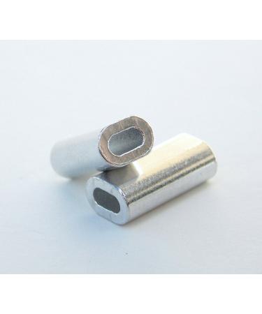 Mini Aluminum Oval Crimp Sleeves 1.3mm x 10mm - 100 Pieces