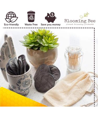 12 Charcoal Bamboo Reusable Makeup Remover Pads with Laundry Bag | Eco-Friendly Face Rounds & Biodegradable Bamboo Earbuds - Buy Online on GoSupps.com