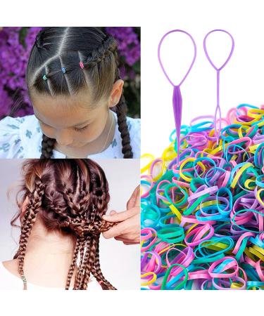 2000 PCS Mini Rubber Bands for Hair with Colorful Elastics - Kids & Baby Hair Ties Set with Topsy Tail Tools | YLYL Multicolor - Buy Online on GoSupps.com