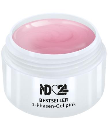 1-Phase Gel Pink Medium Viscosity - 3in1 Easy Allround UV Nail Gel - Made in Germany (15ml)
