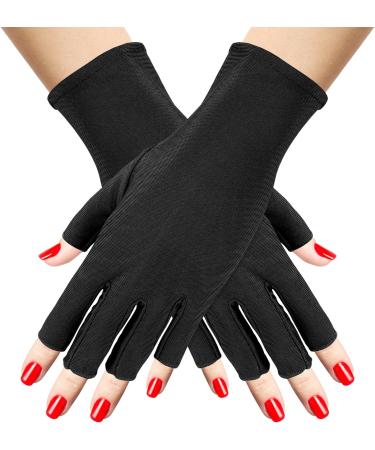 Sibba UV Gloves for Nail Art - Fingerless Moisturizing Hand Protector for Gel Polish Manicure, Anti-Sun Women (Black) - Buy Online on GoSupps.com